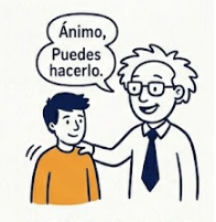 El profesor acompañando a un alumno